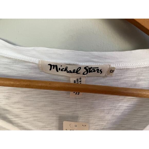 nwt ANTHROPOLOGIE MICHAEL STARS sz One Size Fits All white lace up neck tee - Picture 2 of 4